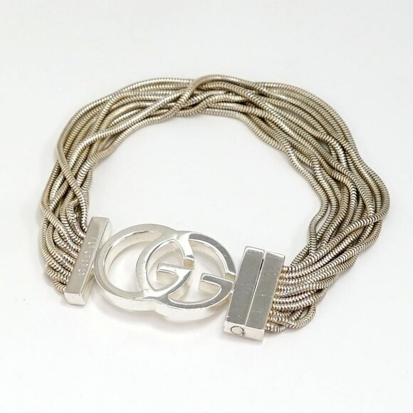 GUCCI Multi Strand G Logos Bracelet 7.5" Silver 925 Auth w/Box #783-32 - Picture 13 of 16
